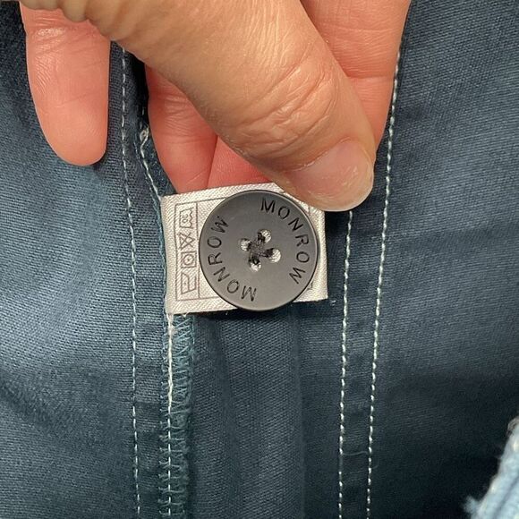 Monrow Cotton Twill Wide Leg Trouser‎ Pant Pleated Navy Blue Women Large HB0684 - Picture 6 of 11